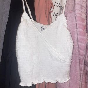 Hollister White Crop Tank Top